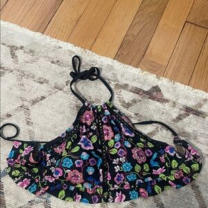 Floral Black Bikini Top